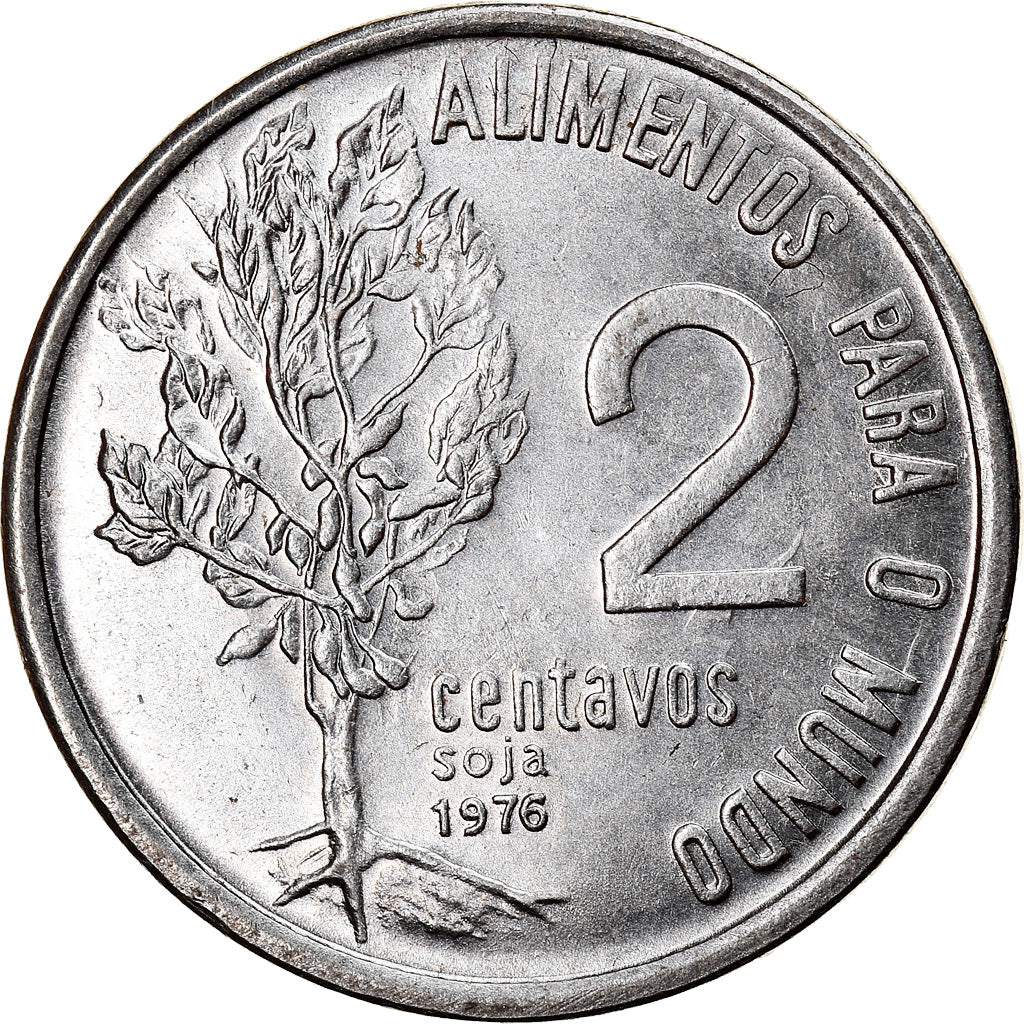 Moneta, Brasile, 2 Centavos, 1976, FAO, SPL-, Acciaio inossidabile, KM:586