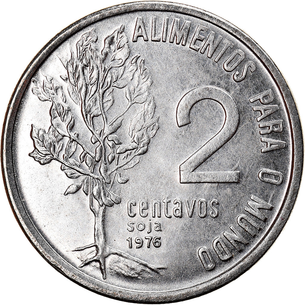 Moneta, Brasile, 2 Centavos, 1976, FAO, SPL-, Acciaio inossidabile, KM:586