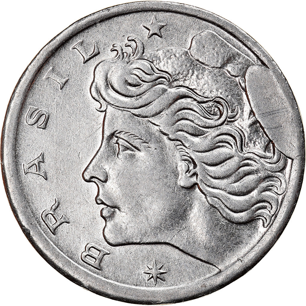 Moeda, Brasil, 5 Centavos, 1967, error cud coin, AU(55-58), Aço Inoxidável