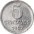 Moeda, Brasil, 5 Centavos, 1967, error cud coin, AU(55-58), Aço Inoxidável