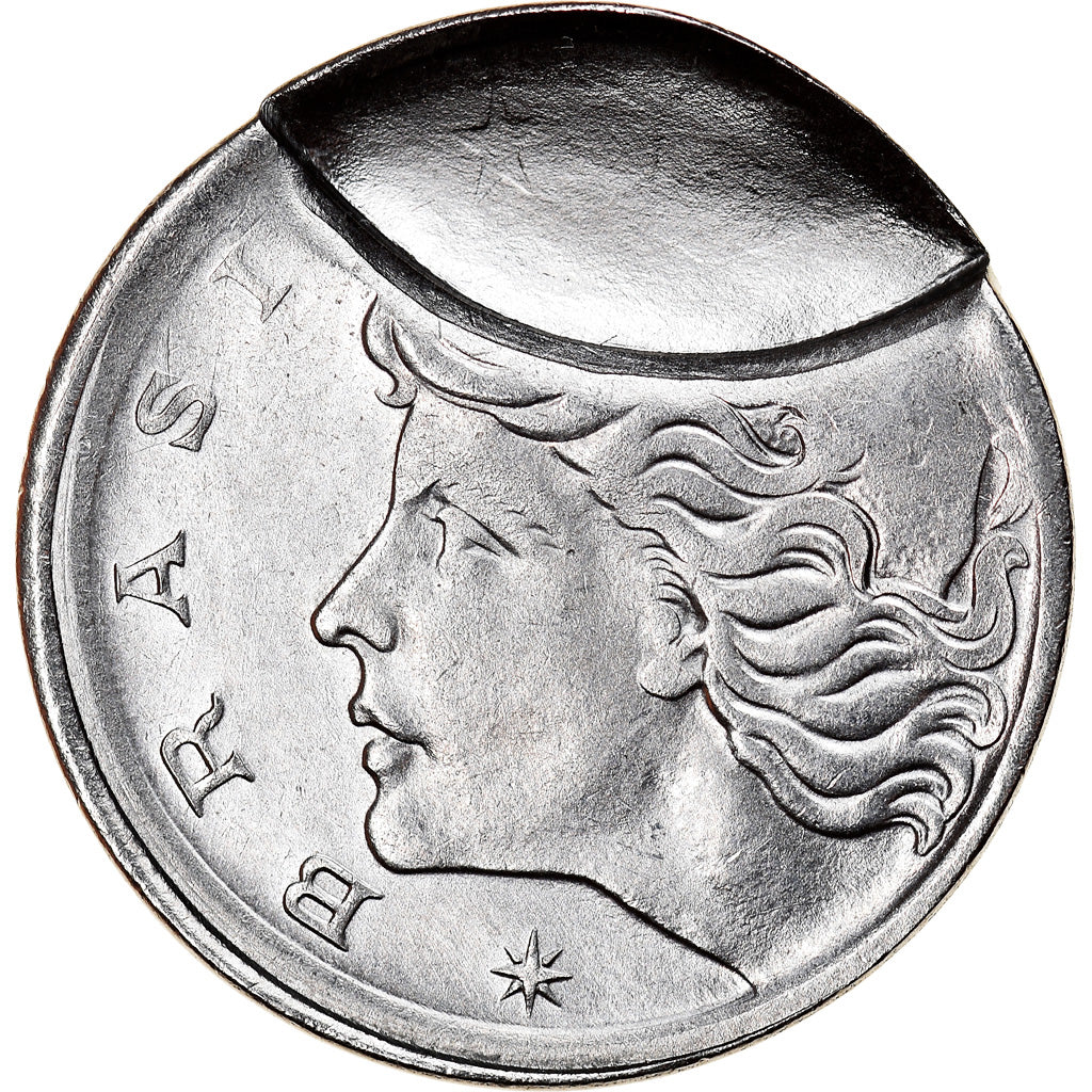 Moeda, Brasil, 5 Centavos, 1967, error partial brockage, AU(55-58), Aço