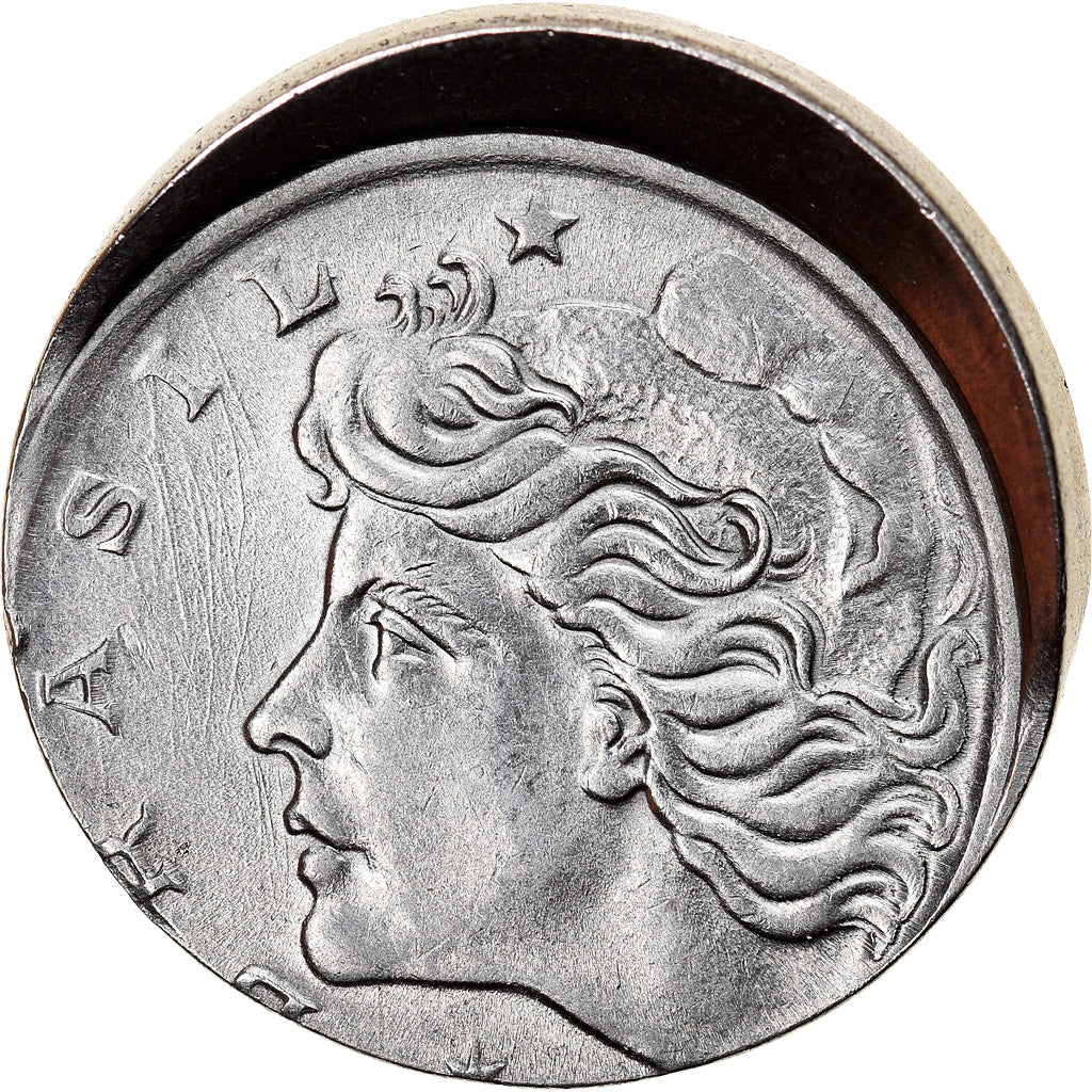 Moneta, Brasile, 5 Centavos, 1967, cupped off center strike error, SPL-, Acciaio