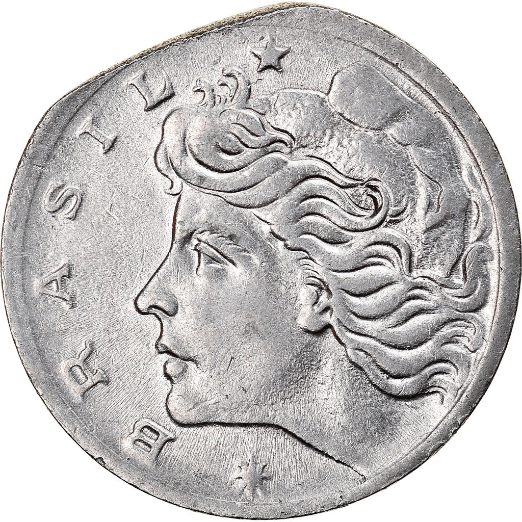 Moeda, Brasil, 5 Centavos, 1967, Error straight clip, AU(50-53), Aço