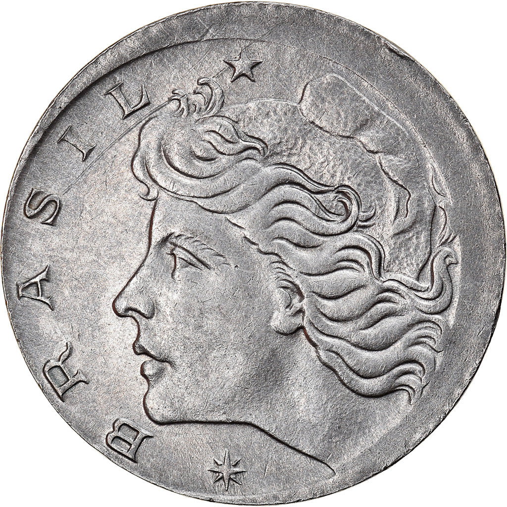Moeda, Brasil, 5 Centavos, 1967, error off center strike, AU(50-53), Aço