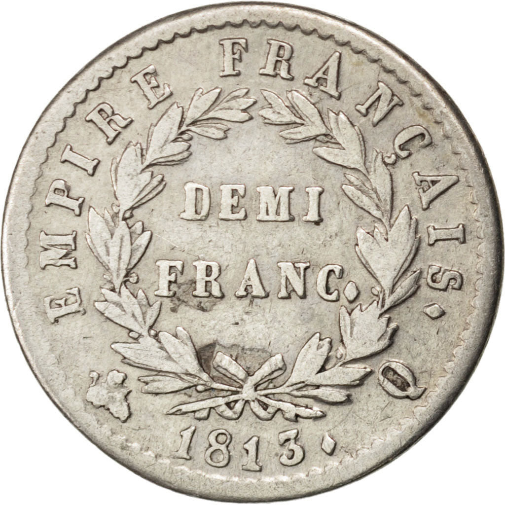 Monnaie, France, Napoléon I, 1/2 Franc, 1813, Perpignan, TTB, Argent
