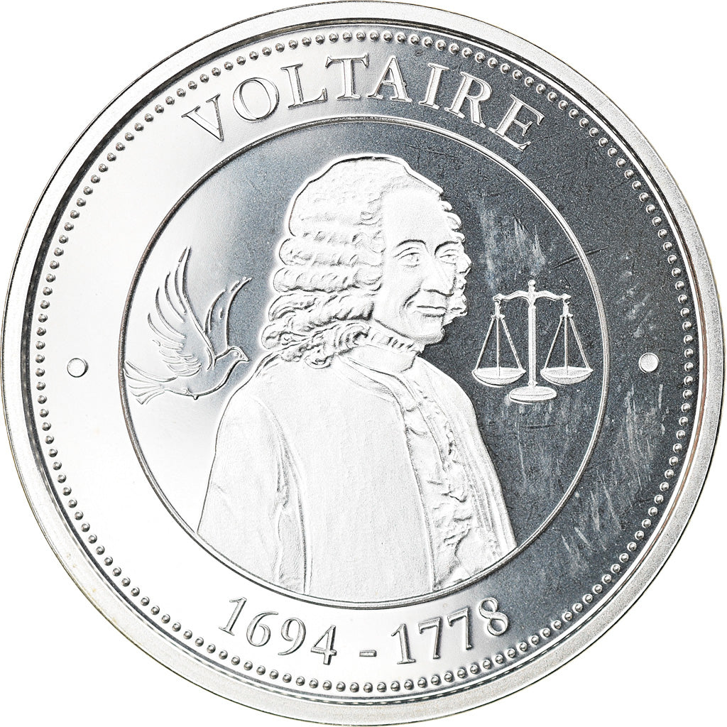 France, Médaille, Collection Panthéon, Voltaire, Philosophie, FDC, Argent