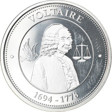 France, Médaille, Collection Panthéon, Voltaire, Philosophie, FDC, Argent