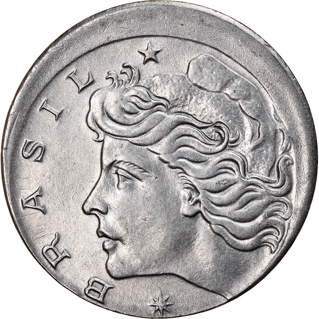 Moeda, Brasil, 5 Centavos, 1967, error off center strike, AU(50-53), Aço