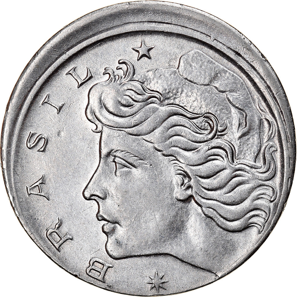 Moeda, Brasil, 5 Centavos, 1967, error off center strike, AU(50-53), Aço
