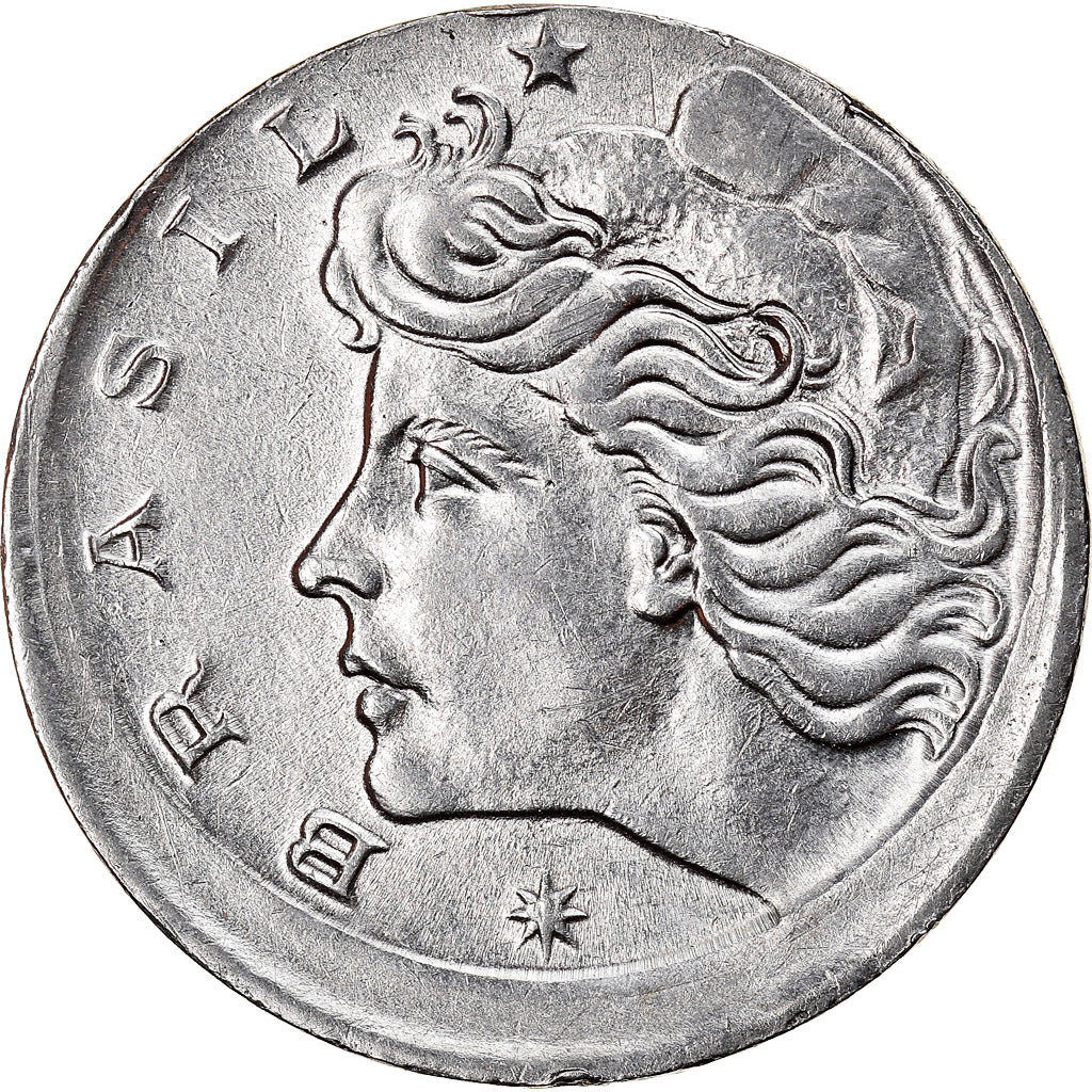 Moeda, Brasil, 5 Centavos, 1967, error off center strike, AU(50-53), Aço