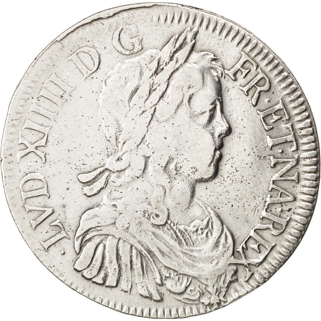 FRANCE, Écu à la mèche longue, ECU, 1648, Bordeaux, KM #155.9, VF(30-35), Silver
