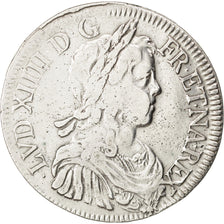 FRANCE, Écu à la mèche longue, ECU, 1648, Bordeaux, KM #155.9, VF(30-35), Silver