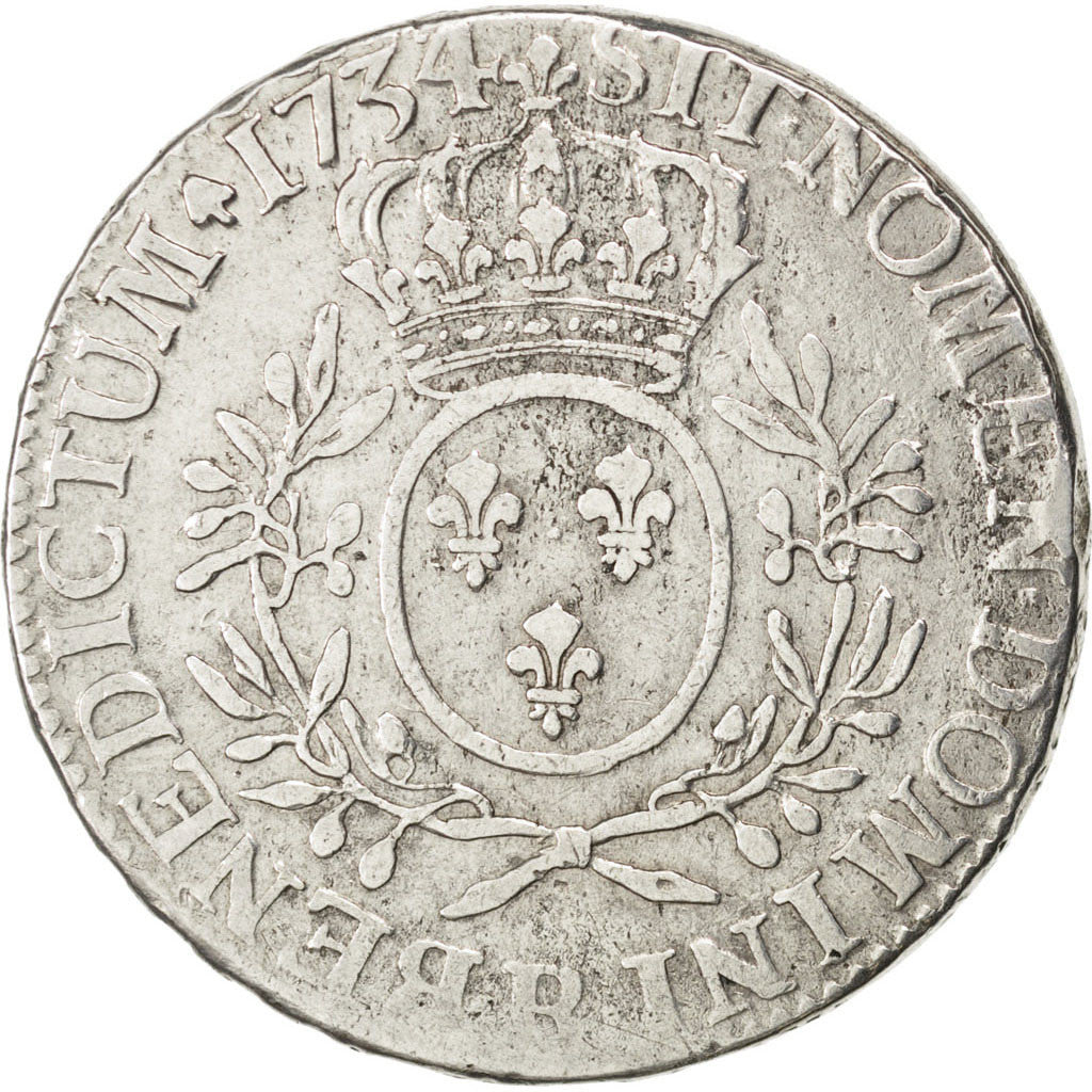 Moneta, Francia, Louis XV, Écu aux branches d'olivier, Ecu, 1734, Rouen, MB+
