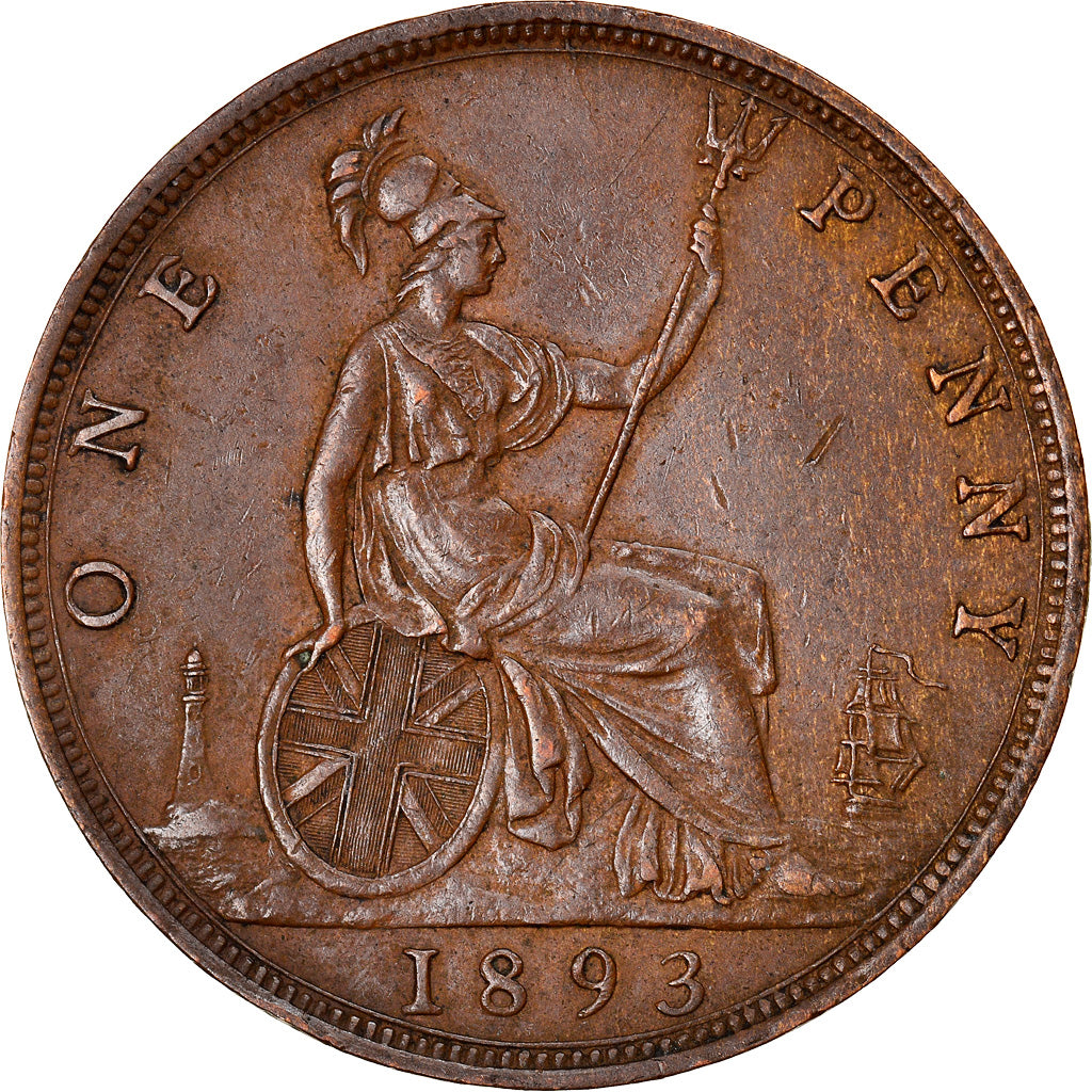 Coin, Great Britain, Victoria, Penny, 1893, EF(40-45), Bronze, KM:755