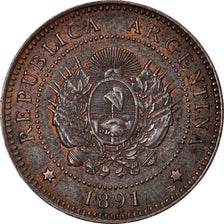 Coin, Argentina, Centavo, 1891, AU(50-53), Bronze, KM:32