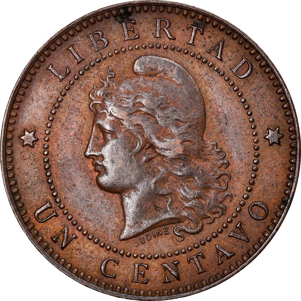 Coin, Argentina, Centavo, 1891, AU(50-53), Bronze, KM:32