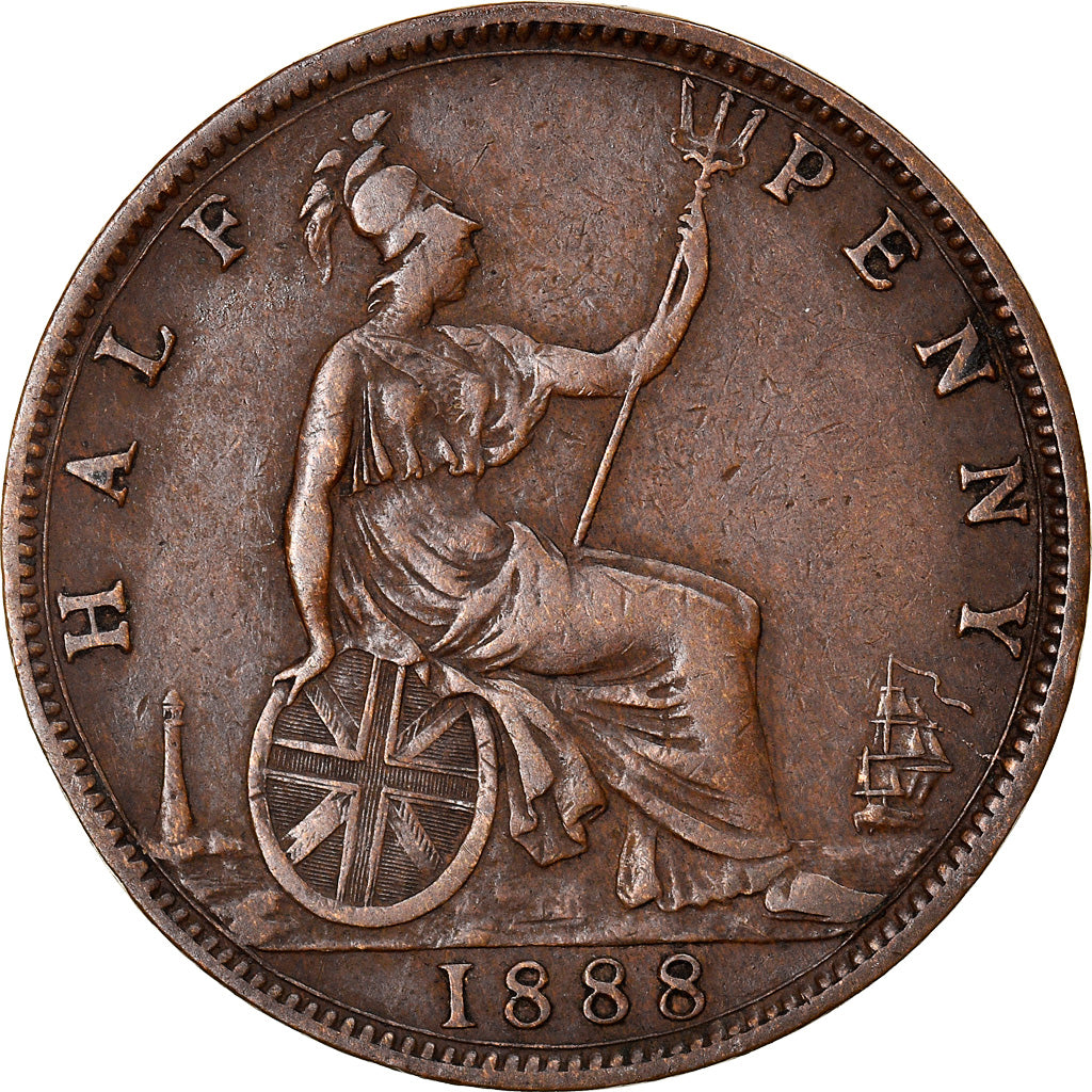 Münze, Großbritannien, Victoria, 1/2 Penny, 1888, S+, Bronze, KM:754