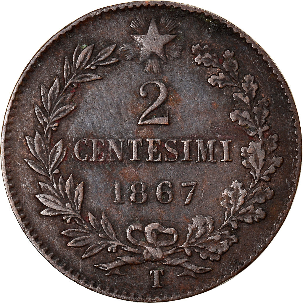 Monnaie, Italie, Vittorio Emanuele II, 2 Centesimi, 1867, Torino, TTB, Cuivre