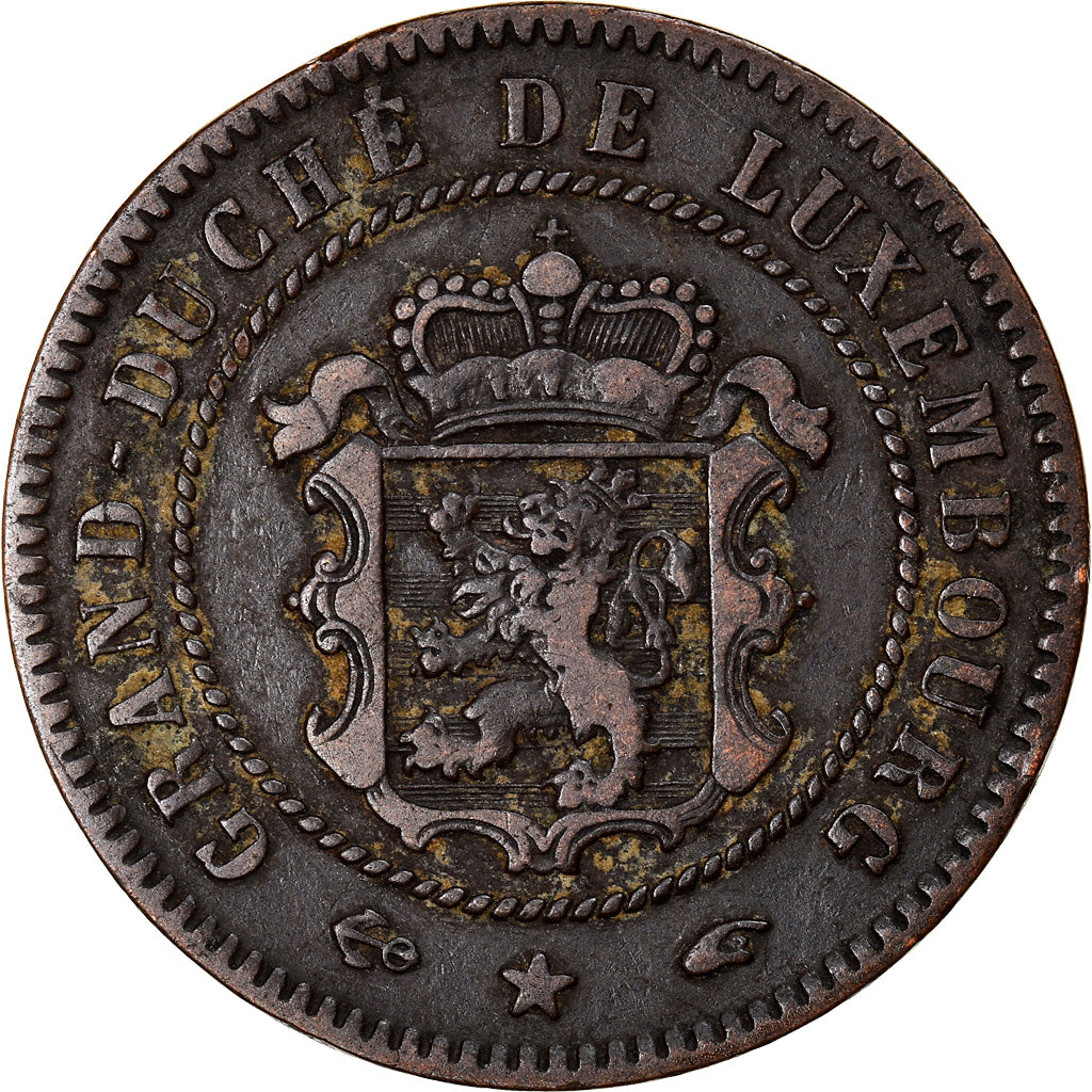 Moneta, Lussemburgo, William III, 5 Centimes, 1855, Paris, MB+, Bronzo, KM:22.2