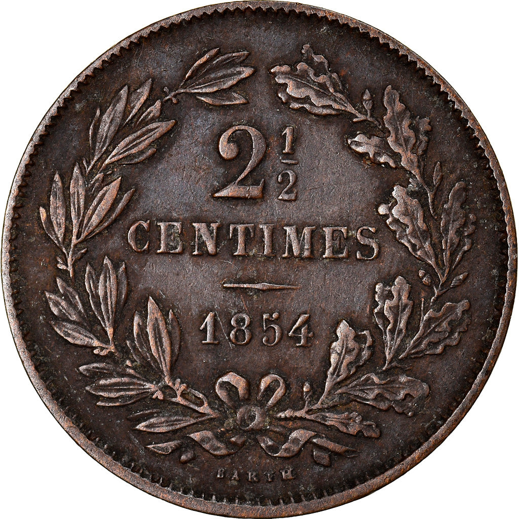 Munten, Luxemburg, William III, 2-1/2 Centimes, 1854, Utrecht, FR+, Bronze