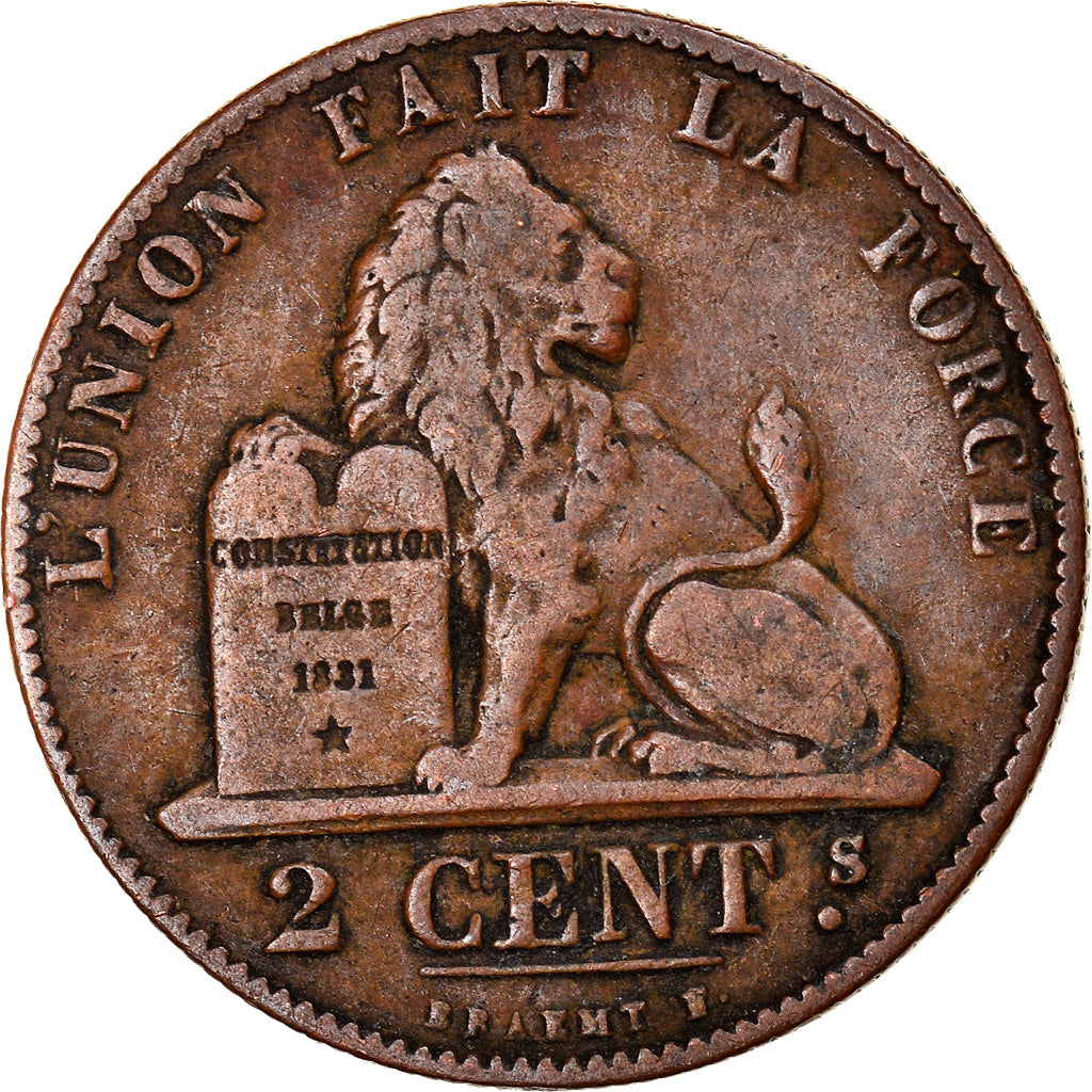 Coin, Belgium, Leopold I, 2 Centimes, 1863, VF(20-25), Copper, KM:4.2