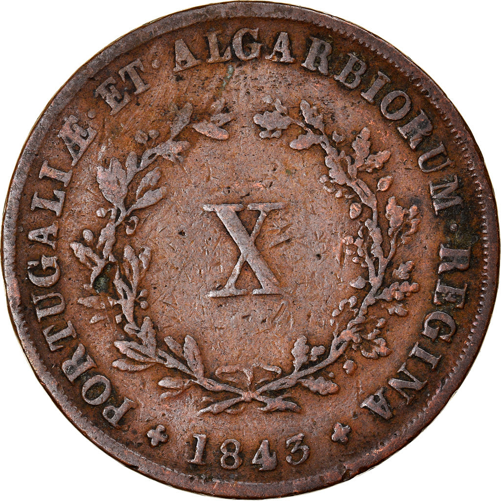 Monnaie, Portugal, Maria II, 10 Reis, 1843, TB, Cuivre, KM:481