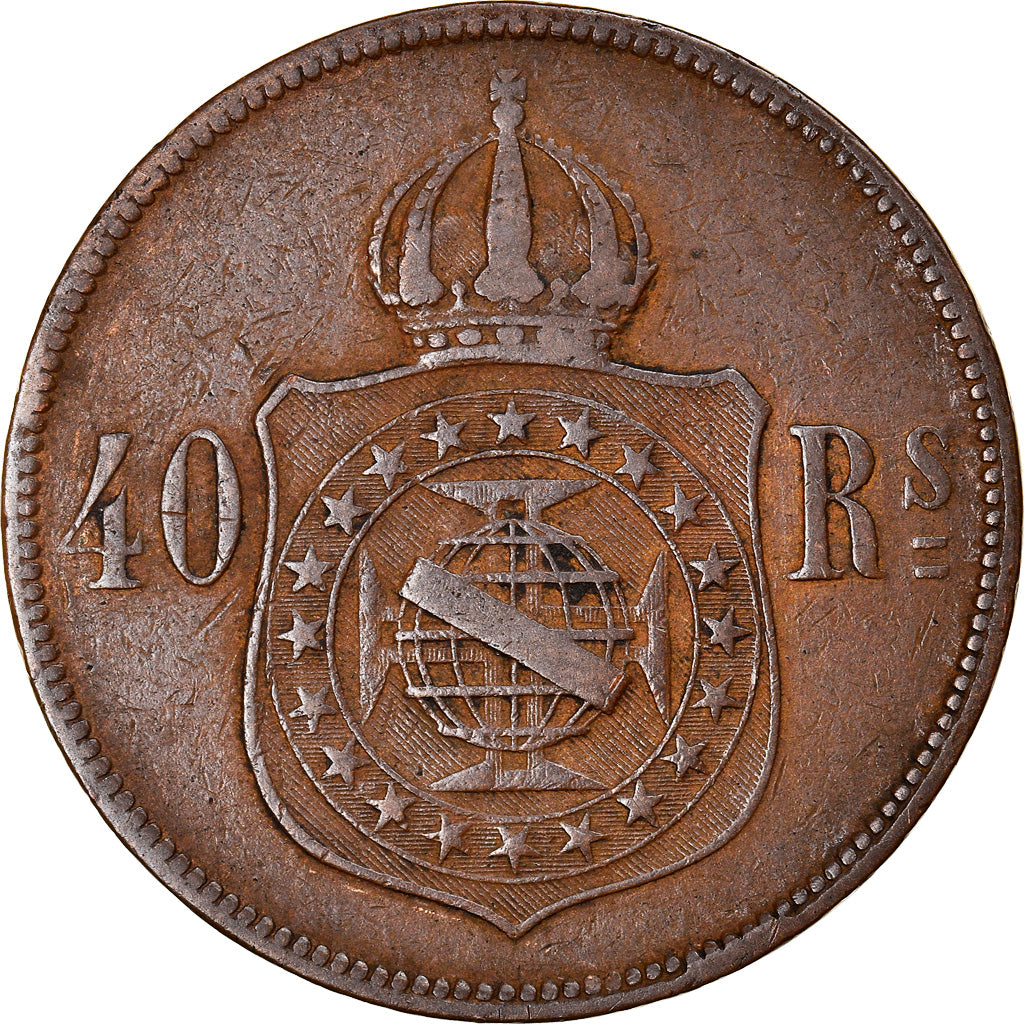 Monnaie, Brésil, Pedro II, 40 Reis, 1873, TB+, Bronze, KM:479