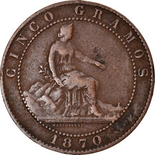 Münze, Spanien, Provisional Government, 5 Centimos, 1870, S, Kupfer, KM:662