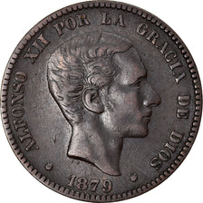 Münze, Spanien, Alfonso XII, 10 Centimos, 1879, Barcelona, SS, Bronze, KM:675