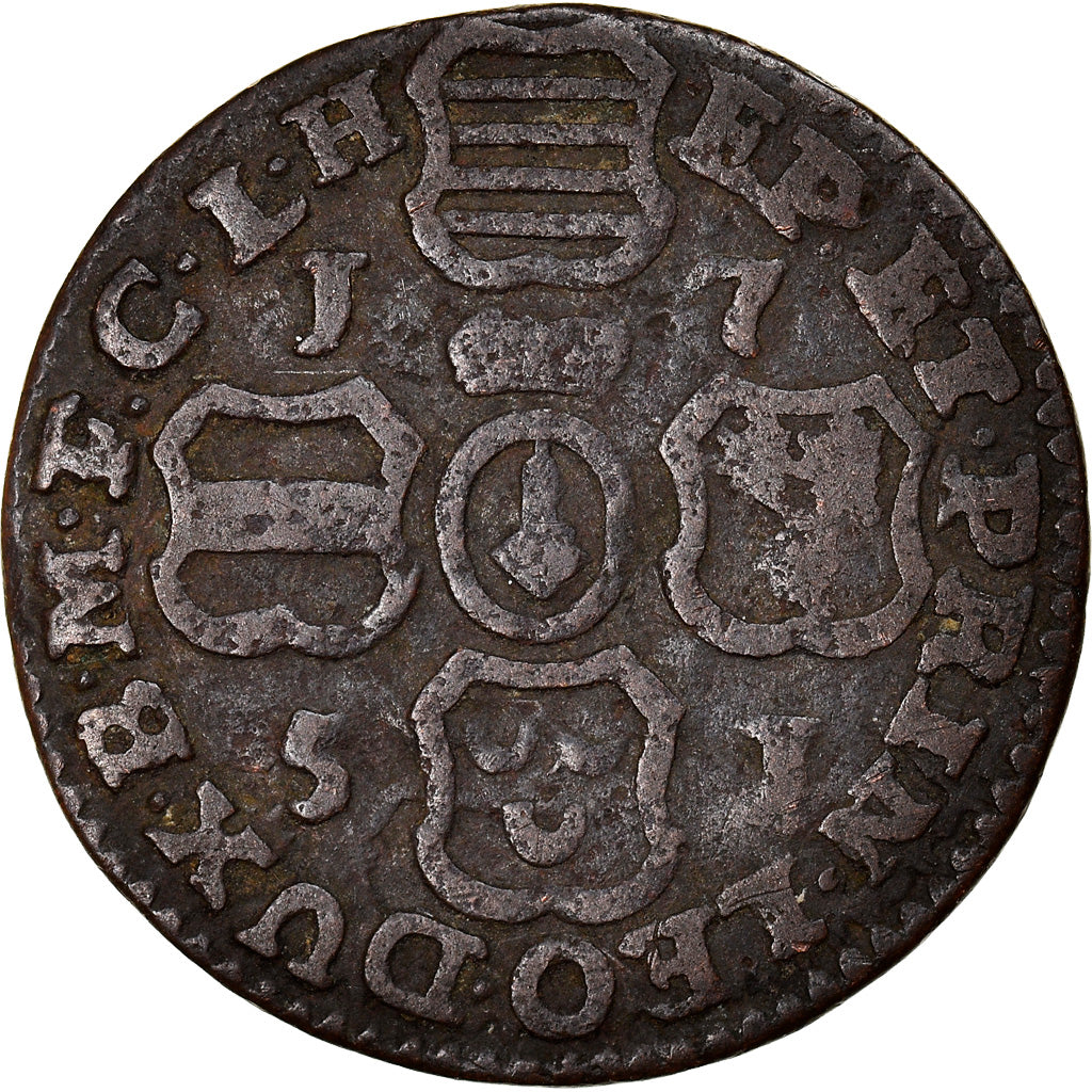 Monnaie, LIEGE, John Theodore, Liard, 1751, Liege, TB, Cuivre, KM:155