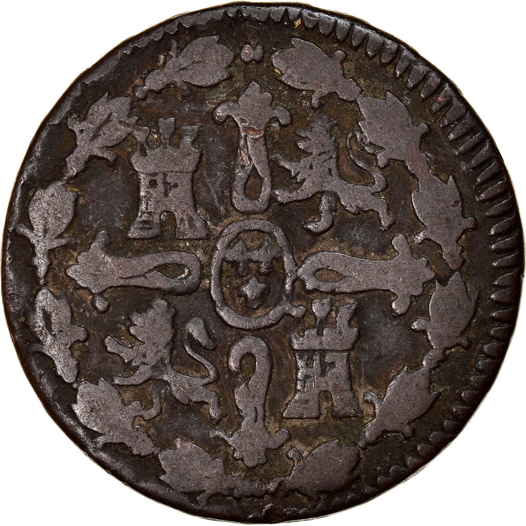 Moneta, Spagna, Ferdinand VII, 8 Maravedis, 1817, Jubia, MB, Rame, KM:461