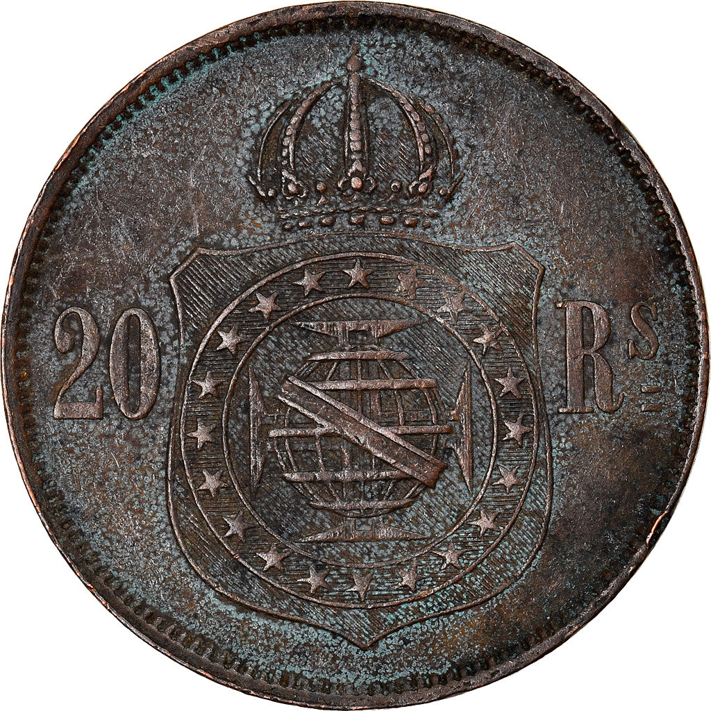 Coin, Brazil, Pedro II, 20 Reis, 1869, EF(40-45), Bronze, KM:474