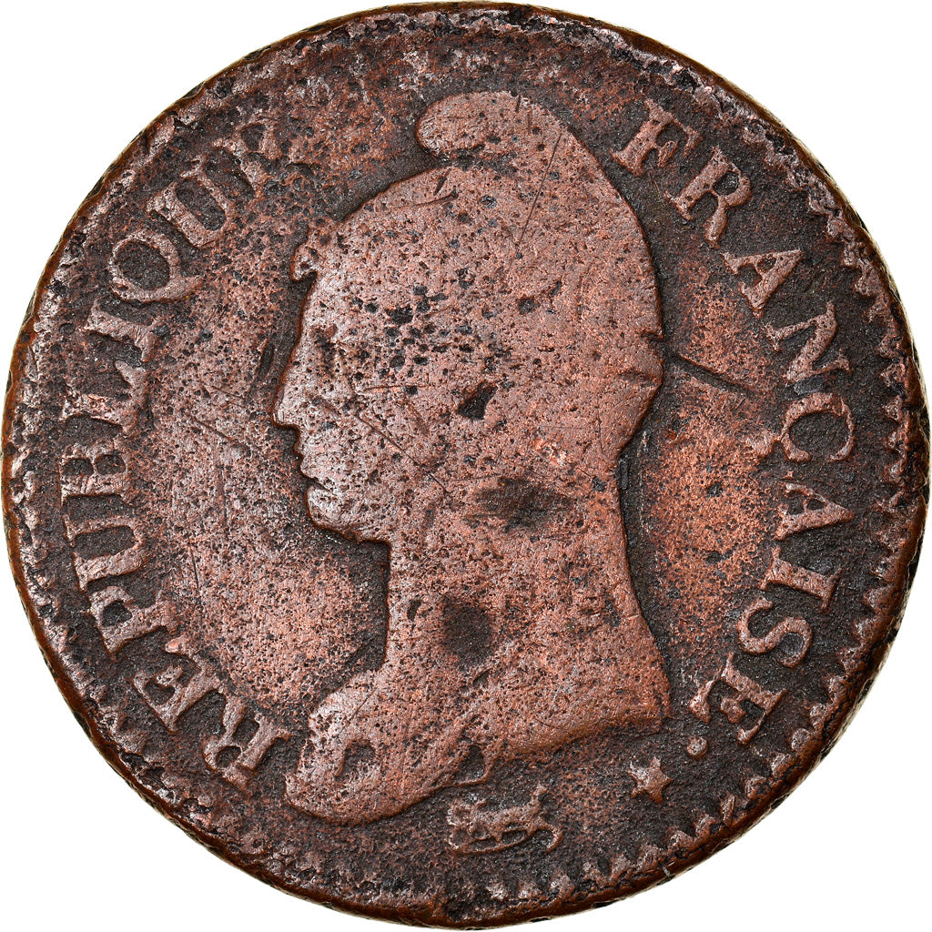 Moneta, Francia, Dupré, Decime, AN 7, Paris, B+, Bronzo, KM:644.1, Gadoury:187