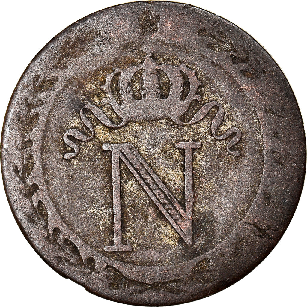 Moneda, Francia, Napoléon I, 10 Centimes, 1810, Rouen, BC+, Vellón, KM:676.2