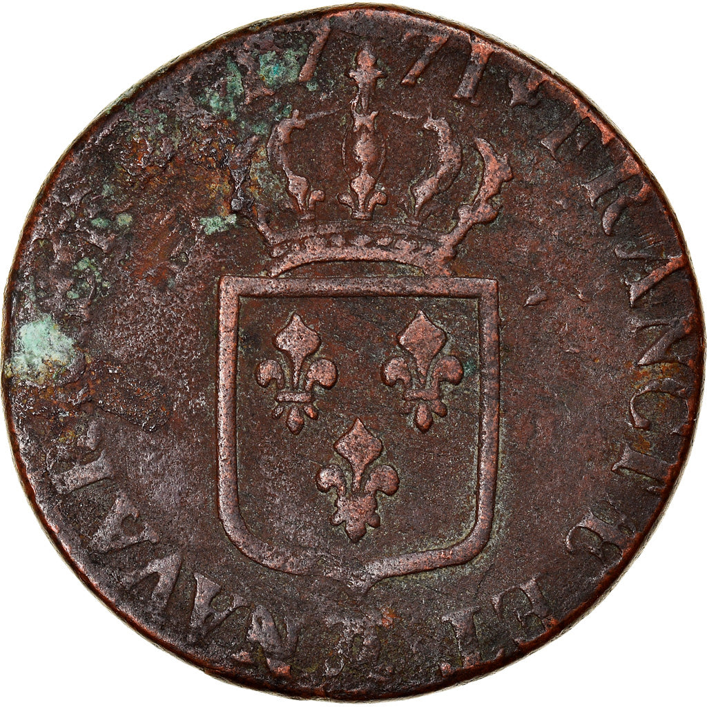 Monnaie, France, Louis XV, Sol à la vieille tête, Sol, 1771, Besan, TB+