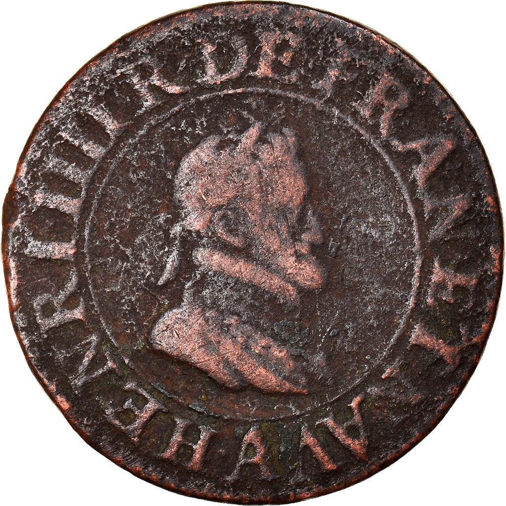 France, Henri IV, Double Tournois, 1603, Paris, VF(20-25), Copper, Sombart:4184