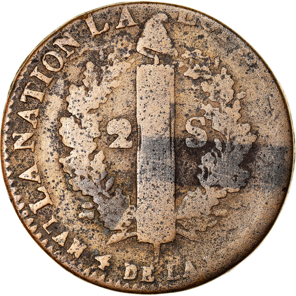 Monnaie, France, 2 sols françois, 2 Sols, 1792, Lille, TB, Bronze, Gadoury:25