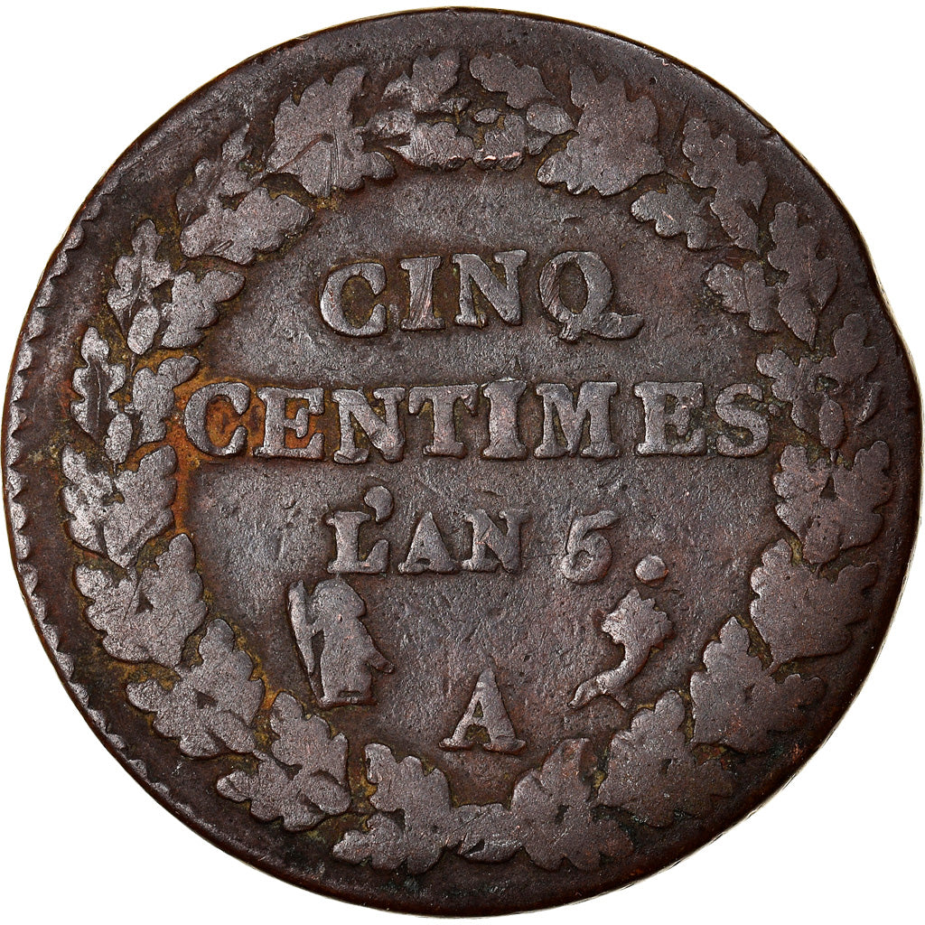 Münze, Frankreich, Dupré, 5 Centimes, AN 5, Paris, S, Bronze, KM:640.1