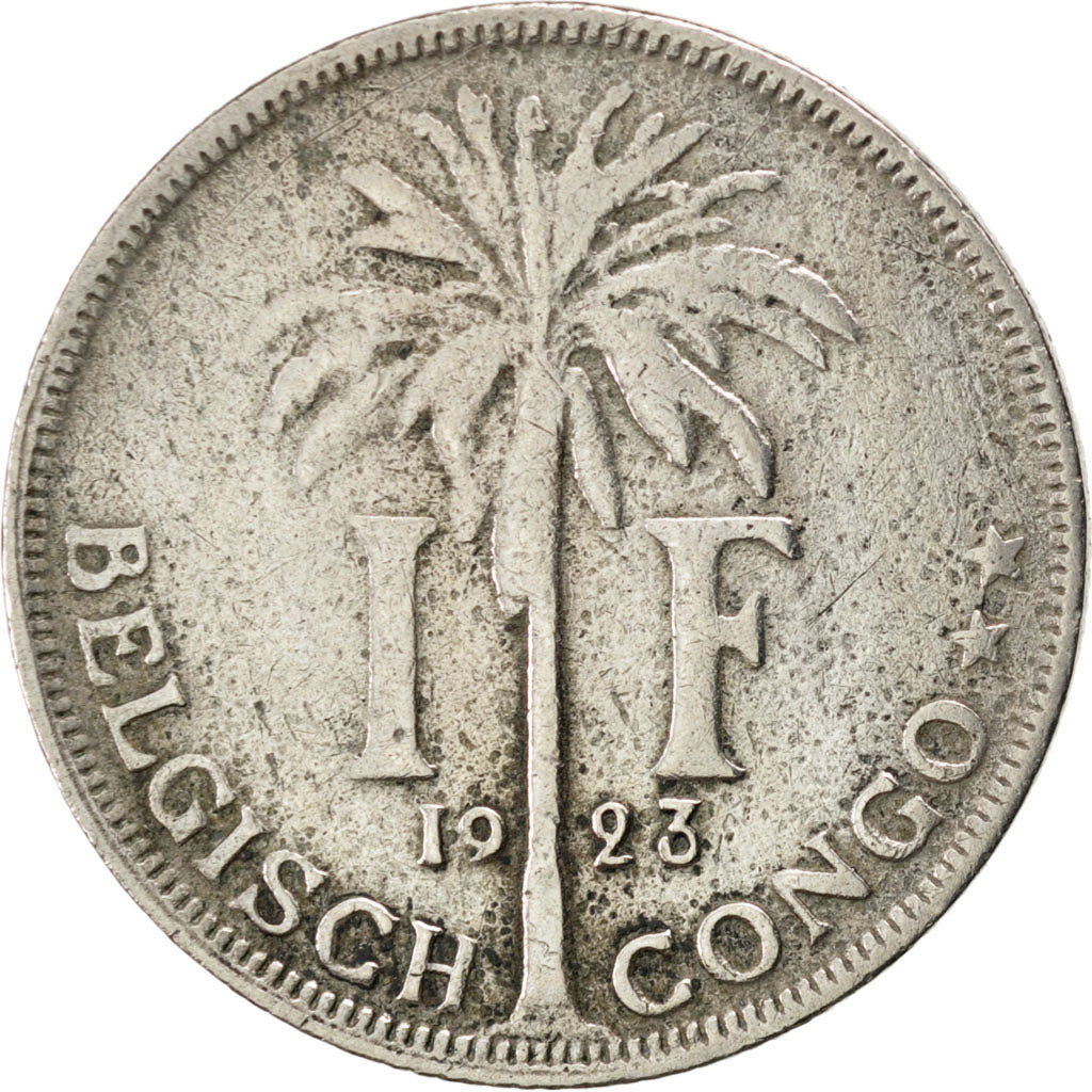 BELGIAN CONGO, Franc, 1923, KM #21, VF(20-25), Copper-Nickel, 28.9, 9.83