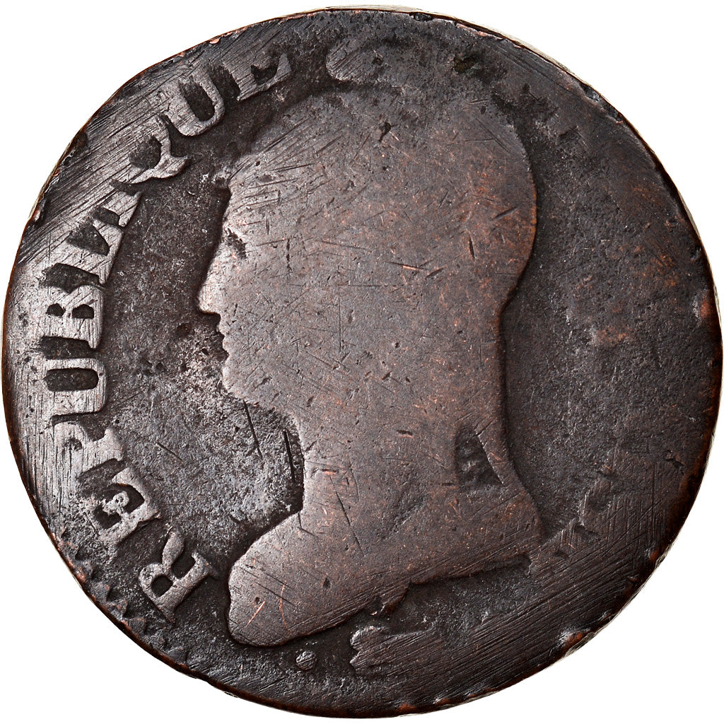 Moneta, Francia, Dupré, 5 Centimes, AN 9, Geneva, B+, Bronzo, KM:640.6