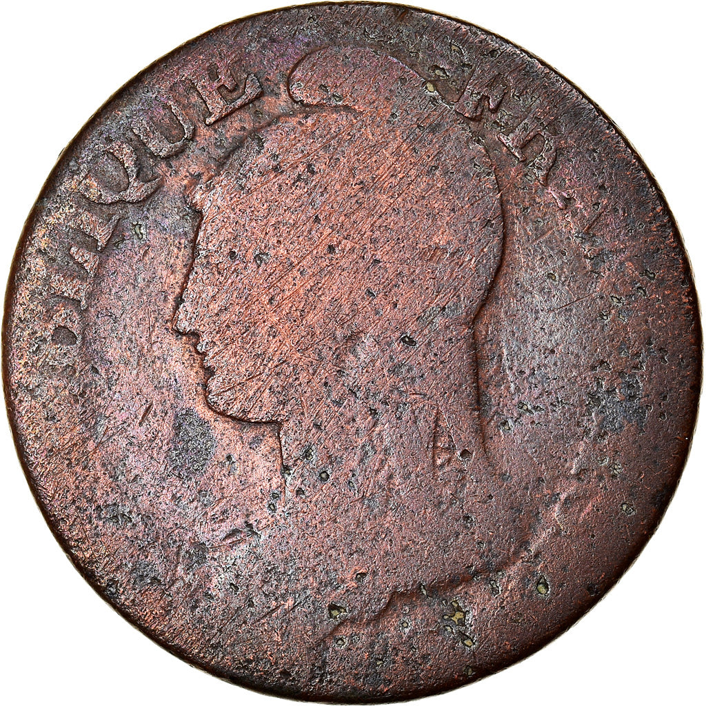 Moneda, Francia, Dupré, 5 Centimes, AN 8, Strasbourg, BC, Bronce, KM:640.4