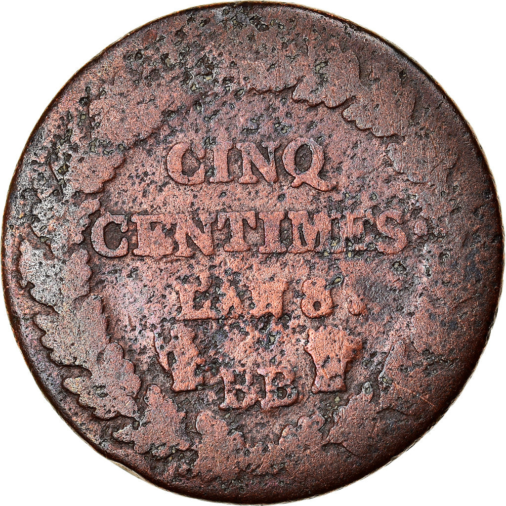 Moneda, Francia, Dupré, 5 Centimes, AN 8, Strasbourg, BC, Bronce, KM:640.4