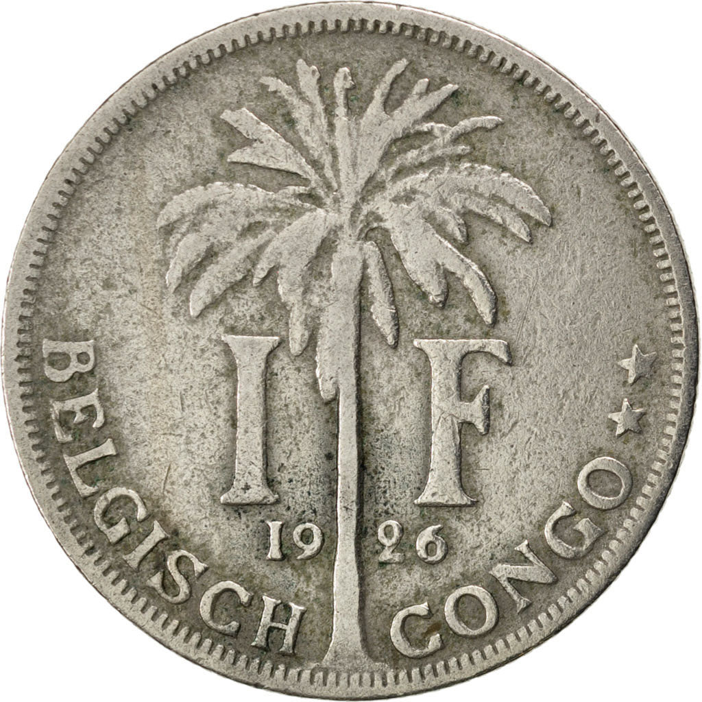 Coin, Belgian Congo, Franc, 1926, VF(20-25), Copper-nickel, KM:21
