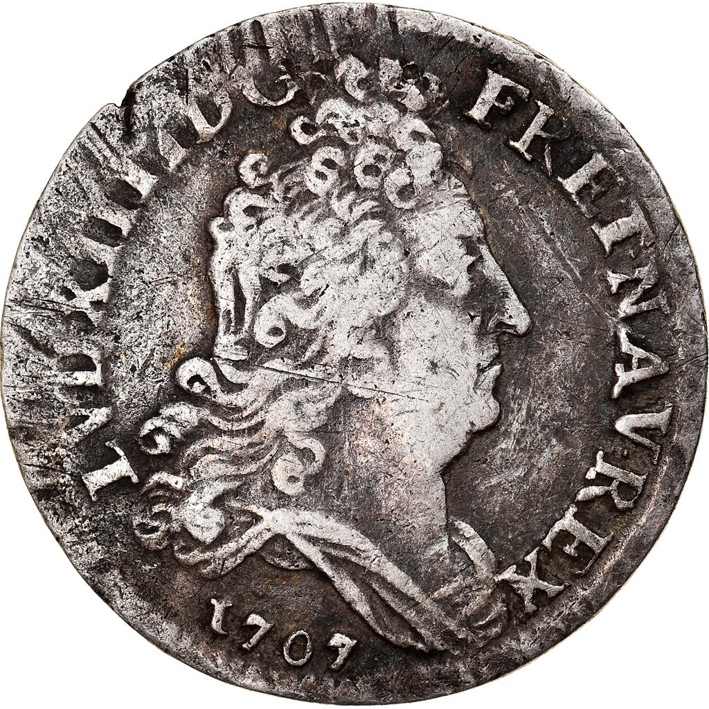 Münze, Frankreich, Louis XIV, 10 Sols aux insignes, 10 Sols-1/8 Ecu, 1707