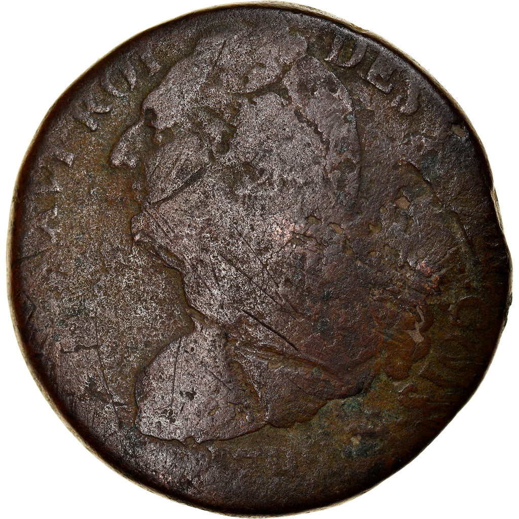 Moneta, Francia, 2 sols françois, 2 Sols, 1792, Montpellier, B, Bronzo