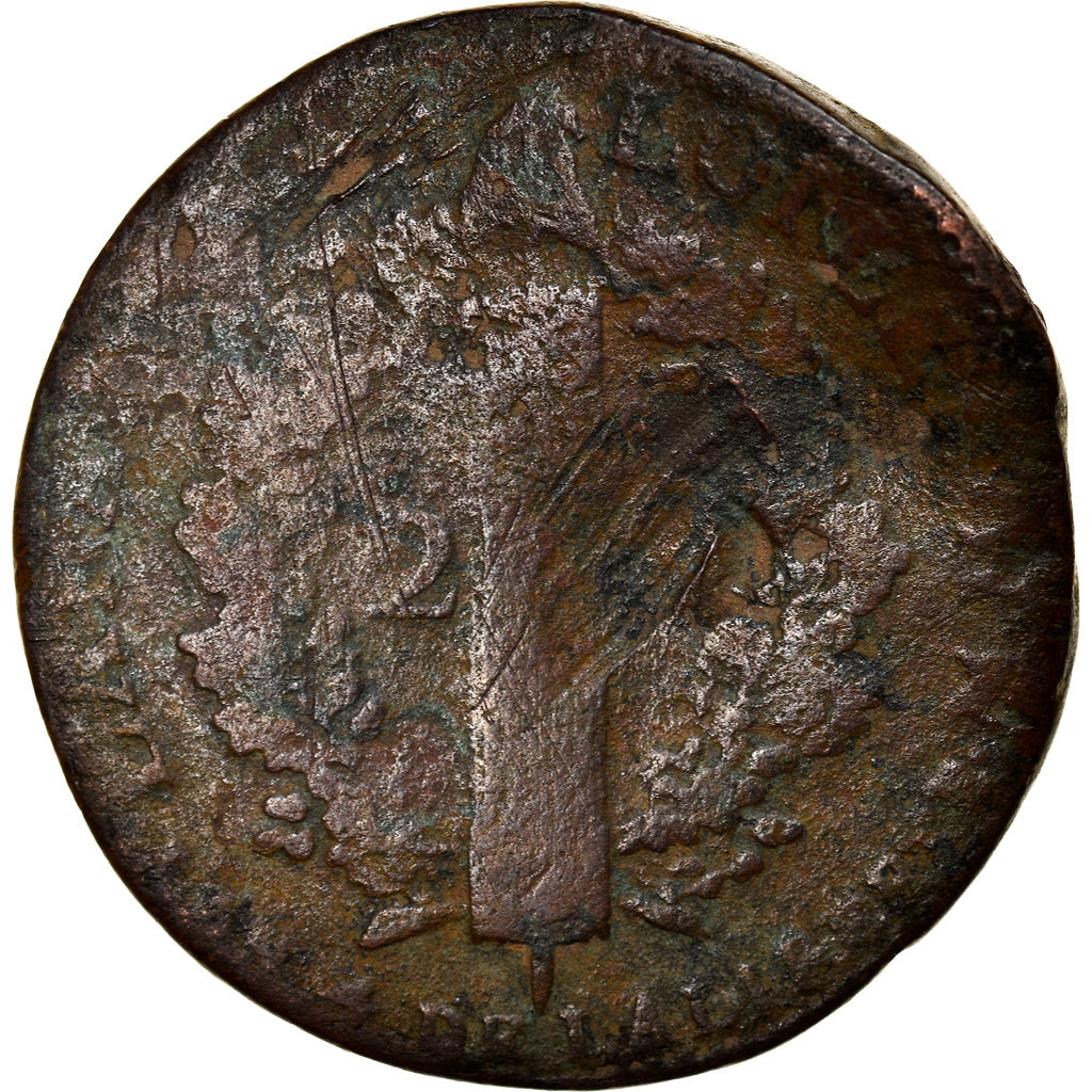 Moneta, Francia, 2 sols françois, 2 Sols, 1792, Montpellier, B, Bronzo