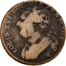 Moeda, França, 12 deniers françois, 12 Deniers, 1792, Paris, VF(20-25)