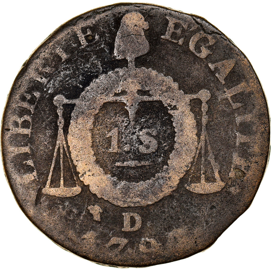 Munten, Frankrijk, Sol aux Balances, 1793, Dijon, FR, Métal de cloche