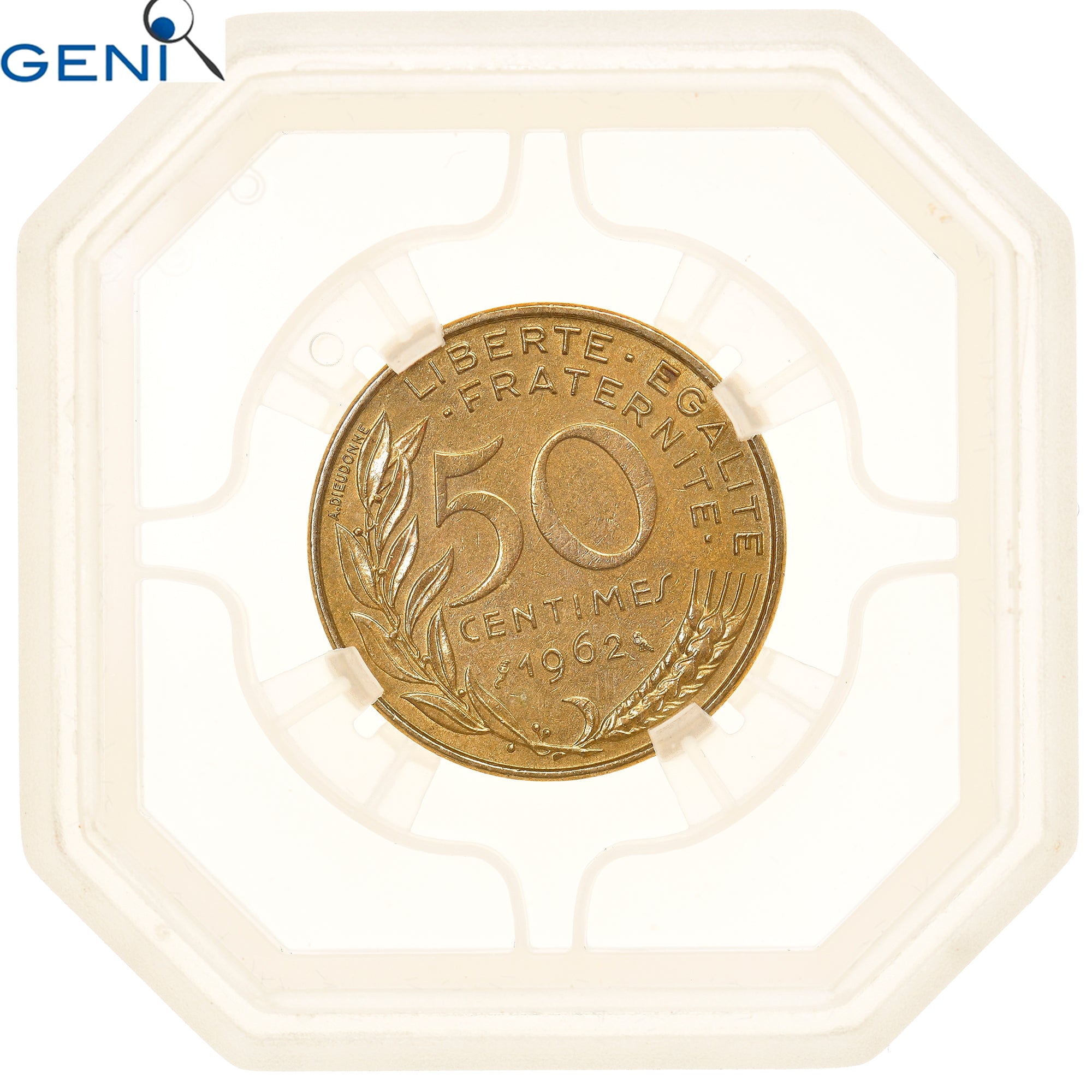 Munten, Frankrijk, Marianne, 50 Centimes, 1962, Paris, Col à 4 plis, GENI