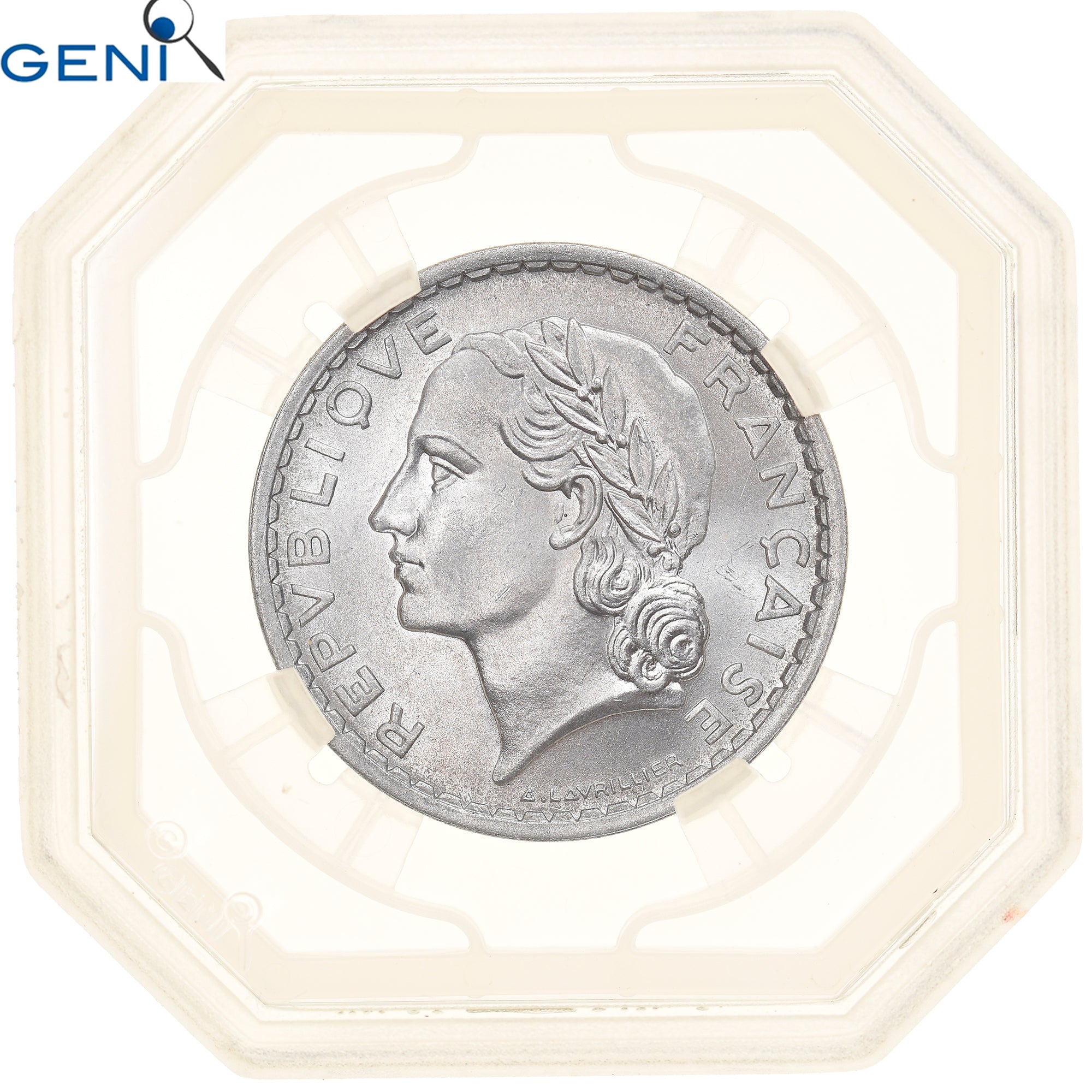 Coin, France, Lavrillier, 5 Francs, 1947, Paris, 9 open, GENI, MS64, MS(64)